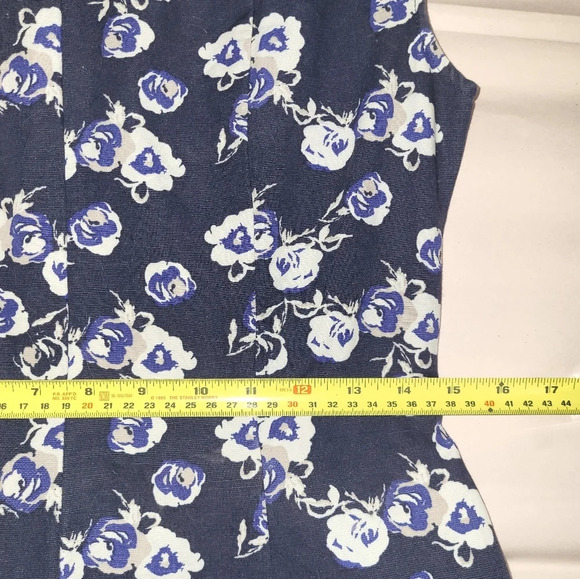 GAP Cotton Linen Blend Navy Blue Floral Dress Size 6 - Picture 2 of 5